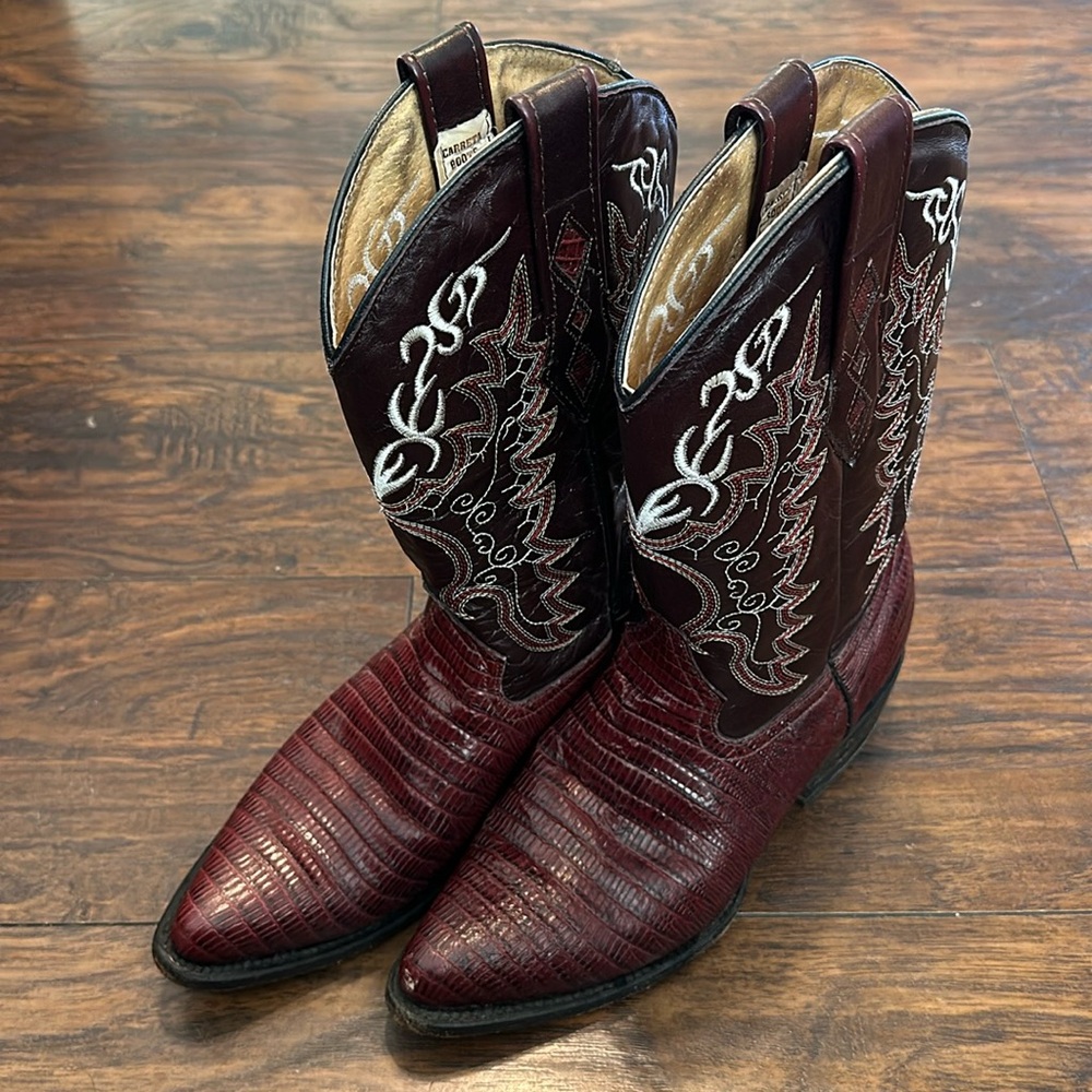 Lizard Print Leather Boots